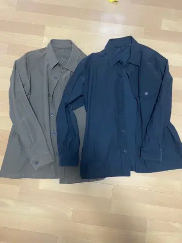 유니클로 오버 셔츠 자켓 브라운 블랙 2개 세트