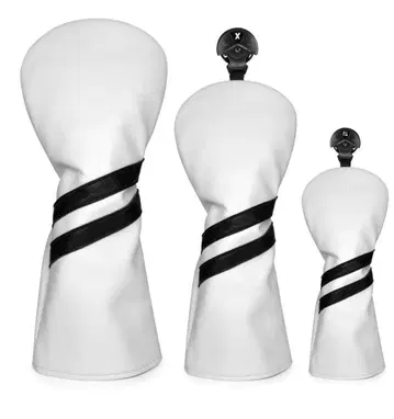 골프 헤드커버 3세트 화이트 블랙 라인 DR용 FW용 UT용