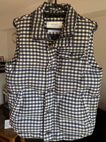 BEAMS LIGHTS 체크 무늬 다운 베스트 S