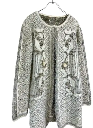 케이스리 라메 모헤어 크리스마스 럭셔리 롱 가디건