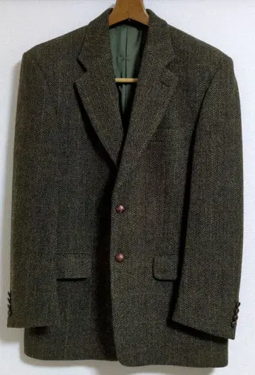 해리스 트위드 헤링본 올리브 그린 트위드 자켓