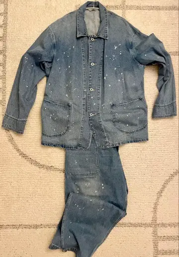 저널 스탠다드 데님 페인트 자켓 팬츠 세트 페이드