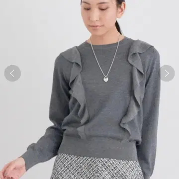 ANAYI 프릴 장식 그레이 긴팔 니트