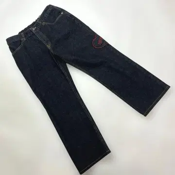 [시착만 한 상품] 핑크하우스 하트 자수 블랙 데님 팬츠/2023년