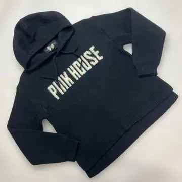 핑크하우스 블랙 로고 편직 니트 후드티/2023년 가을