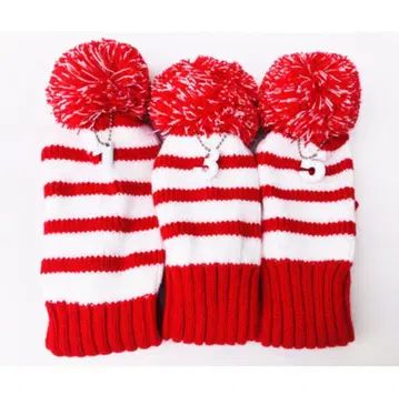 골프 헤드 커버 3개 세트 빨강 흰색 우드 커버 드라이버 커버