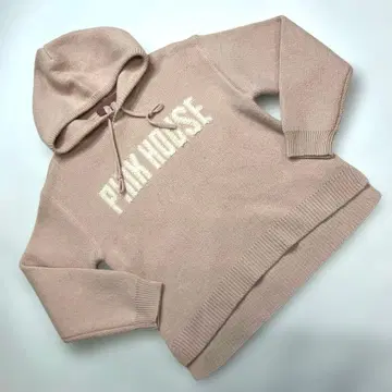 핑크하우스 핑크 로고 편직 니트 후드티 / 2023년 가을