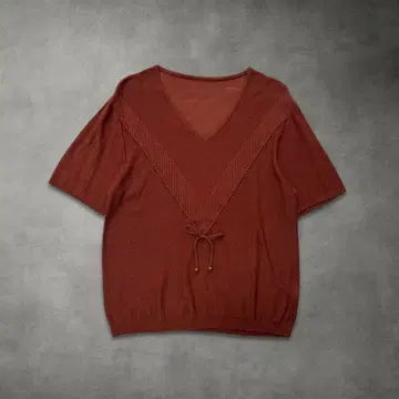 90s V넥 페미닌 레트로 썸머 니트 (브라운 FREE)