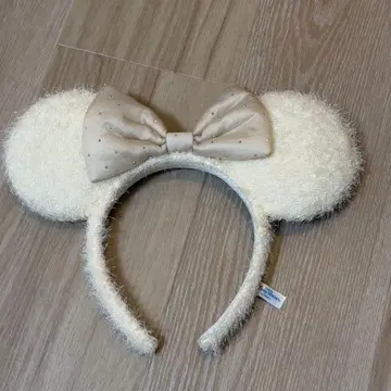 미키 모양 머리띠 리본 포함 크림색