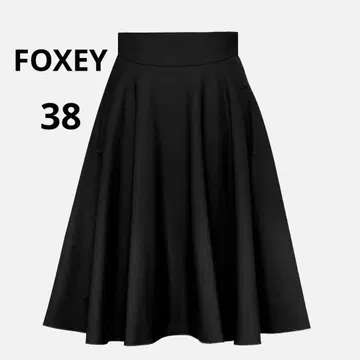 FOXEY (폭시) 블랙 서큘러 스커트 38
