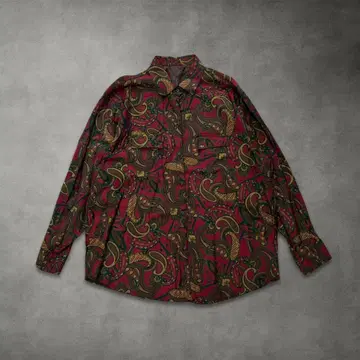 90s 페이즐리 무늬 올 패턴 셔츠 긴팔 빈티지 (레드 FREE)