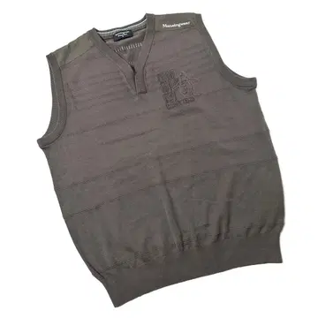 [ 새상품급 ] 먼싱웨어 니트 베스트 보더 무늬 로고 자수 골프웨어 M