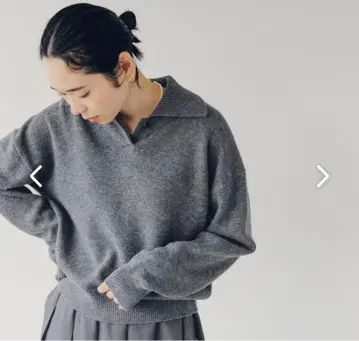 북유럽, 생활 잡화점 워셔블 울 카라 부착 니트 그레이