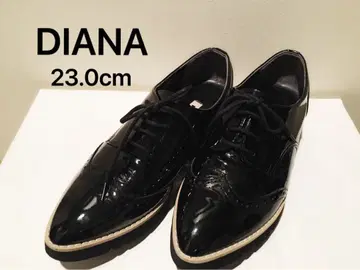 DIANA 블랙 레이스업 23.0cm 에나멜