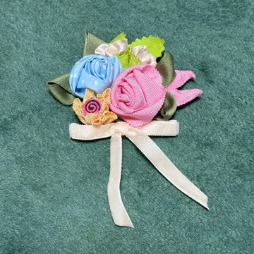 셜리 템플 꽃 부케 브로치 코사지