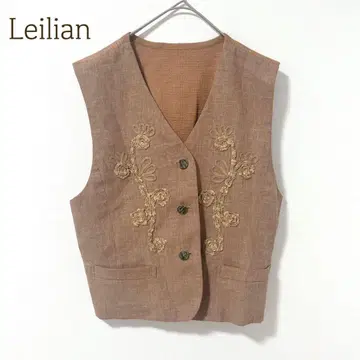 레리안 베스트 꽃무늬 자수 마 혼방 겉옷 캐주얼 깔끔한