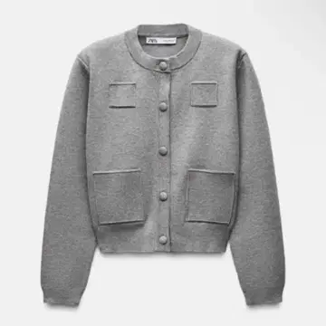 [ ZARA ] 플레인 니트 자켓 패디드 숄더 XL 사이즈