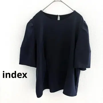 index 튤립 소매 네이비 블라우스 5부 소매 여성용 깨끗함 M