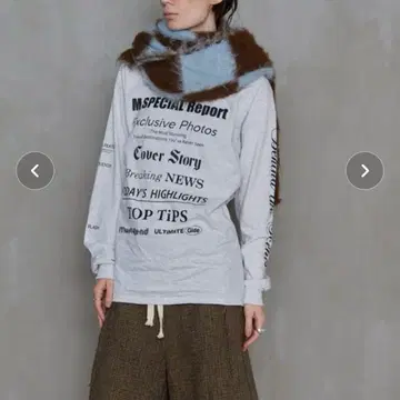 MAGAZINE HEADING 롱 슬리브 T셔츠 Free 그레이