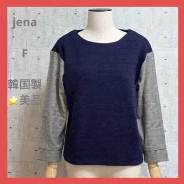 jena [ M ] 제나 에스파스 메르베유 보라색 남색 체크 긴팔 니트