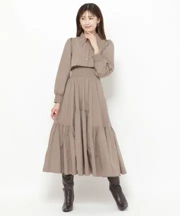 앙데팡당 AndCouture 타프타 레이어드 원피스