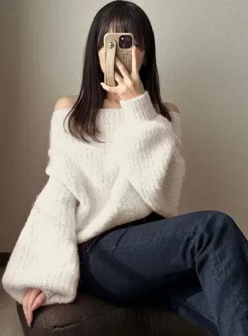 GRL 오프숄더 샤기 니트탑[dr664]