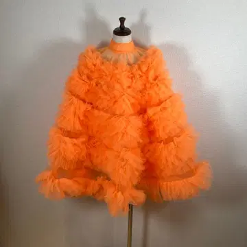 튤 볼륨 드레스 오렌지 원피스 의상