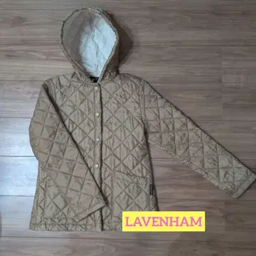 LAVENHAM 베이지 퀼팅 자켓 후드 부착