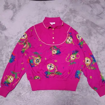 LEONARD SPORT 핑크 긴팔 셔츠 L 회중시계 골드 버튼