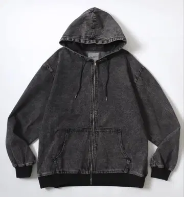 데님 집업 후드티 ( Lazar ) ( 블랙 계열 / M )
