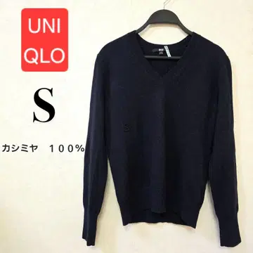 [ 새상품급 ] 유니클로 캐시미어 100% V넥 니트 네이비 S 스웨터