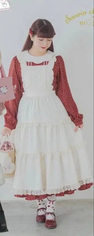 [ 아오키 미사코 ] 오버롤 스커트 마론 크림 시마무라