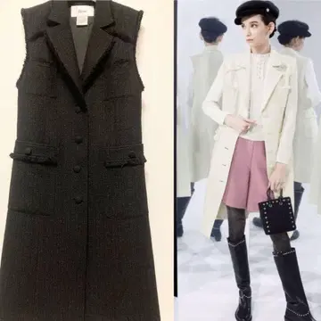 [ 가격 인하됨 ] Rene 루네 블랙 트위드 베스트 원피스