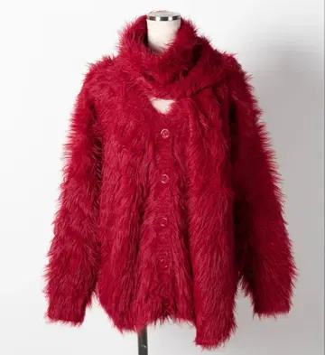 me+em select 머플러 세트 슈퍼 샤기 빅 실루엣 가디건