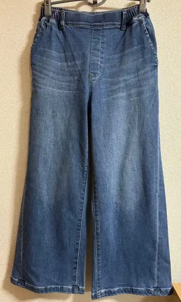 글로벌 워크 GOOD 데님 따뜻한 이지 팬츠 S 사이즈 미들 블루