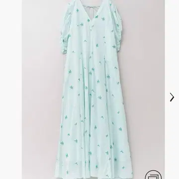 선착순 ne Quittez pas 코튼 도트 리프 자수 원피스