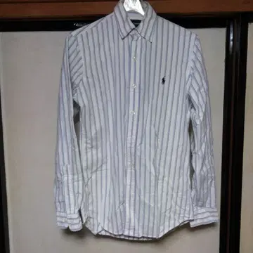랄프 로렌 버튼 다운 긴팔 셔츠 화이트/파랑 스트라이프