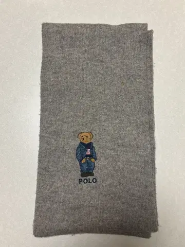 Polo 곰 자수 그레이 머플러