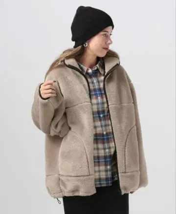 BAYFLOW 베이플로우 스탠드 카라 퍼 블루종 M 베이지