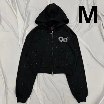 9090girl Logo Glitter Zip Hoodie M