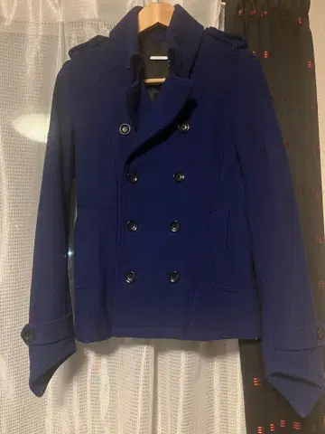 CIVARIZE 로얄 블루 더블 브레스트 피 코트