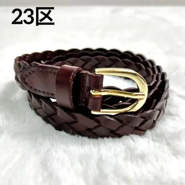 새상품급 23구 소가죽 뜨개질 메쉬 벨트 브라운 x 골드