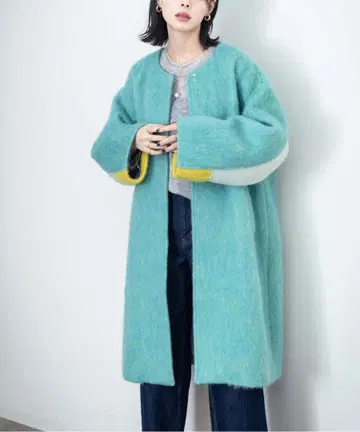 에이미 로우 마블 샤기 롱 코트