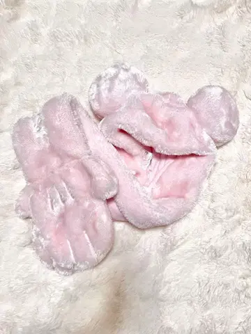 디즈니 팬캡 귀달린 머플러 핑크