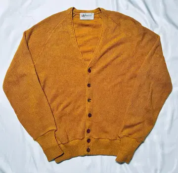 60s 알파카 울 아크릴 가디건 머스타드 빈티지