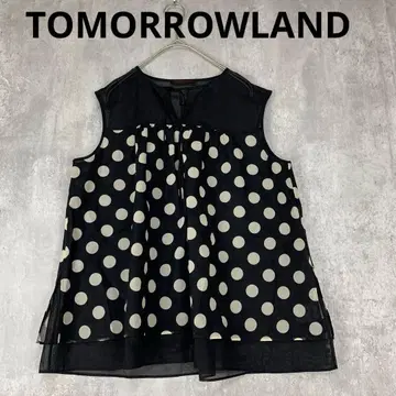 투모로우랜드 면 100% 모노톤 도트 슬리브리스 블라우스 여름