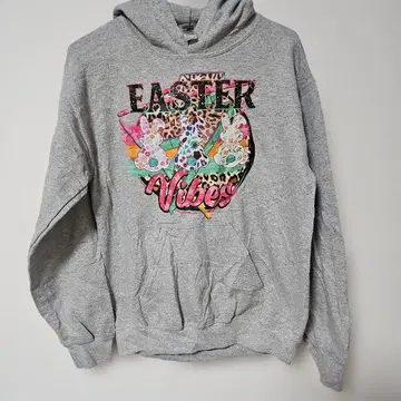 새상품급 GILDAN 부활절 바이브스 후드티 그레이 [ S ]