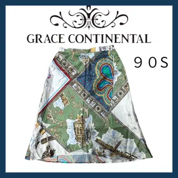 미사용 GRACE 90's 빈티지 스카프 패턴 랩스커트