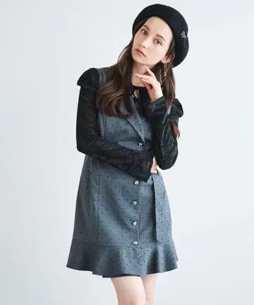 릴리안 캐럿 헴 플레어 자켓 미니 원피스