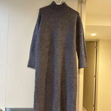 GU 퍼플 하이넥 니트 원피스 모크넥 S 사이즈